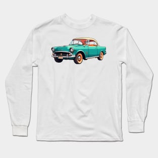 Colored Classic Car Design in Vibrant Vector Style Long Sleeve T-Shirt